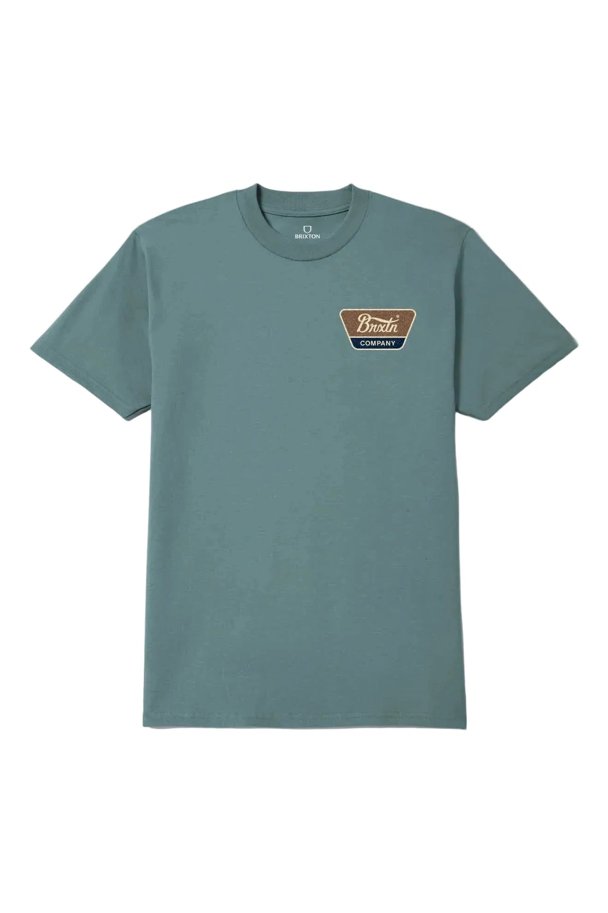 BRIXTON Linwood T-Shirt Ocean Breeze/Brown/Dark Navy Men's Short Sleeve T-Shirts Brixton