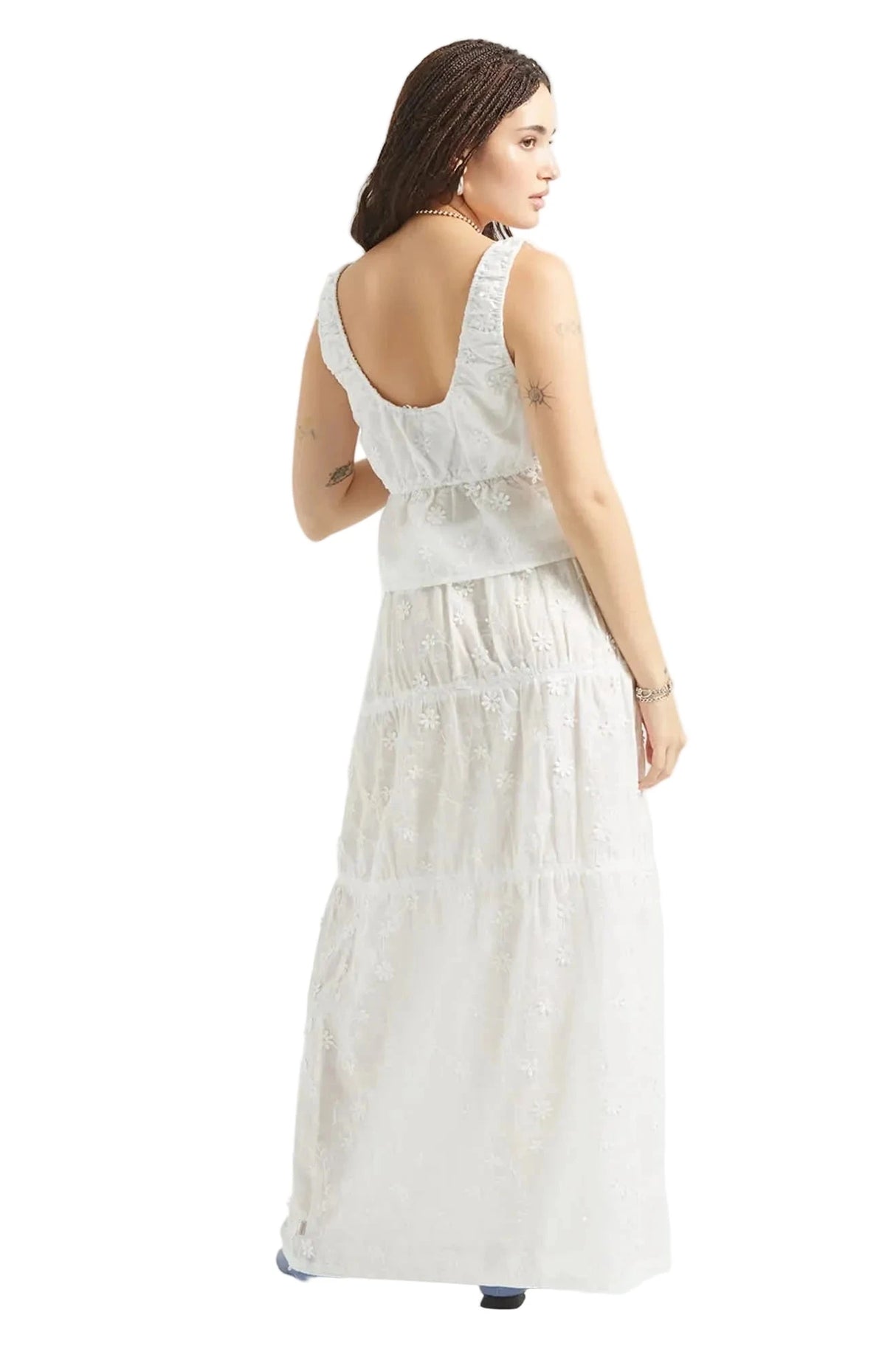 BRIXTON Women's The Abigail Tie Top Off White Floral Women's Tank Tops and Halter Tops Brixton