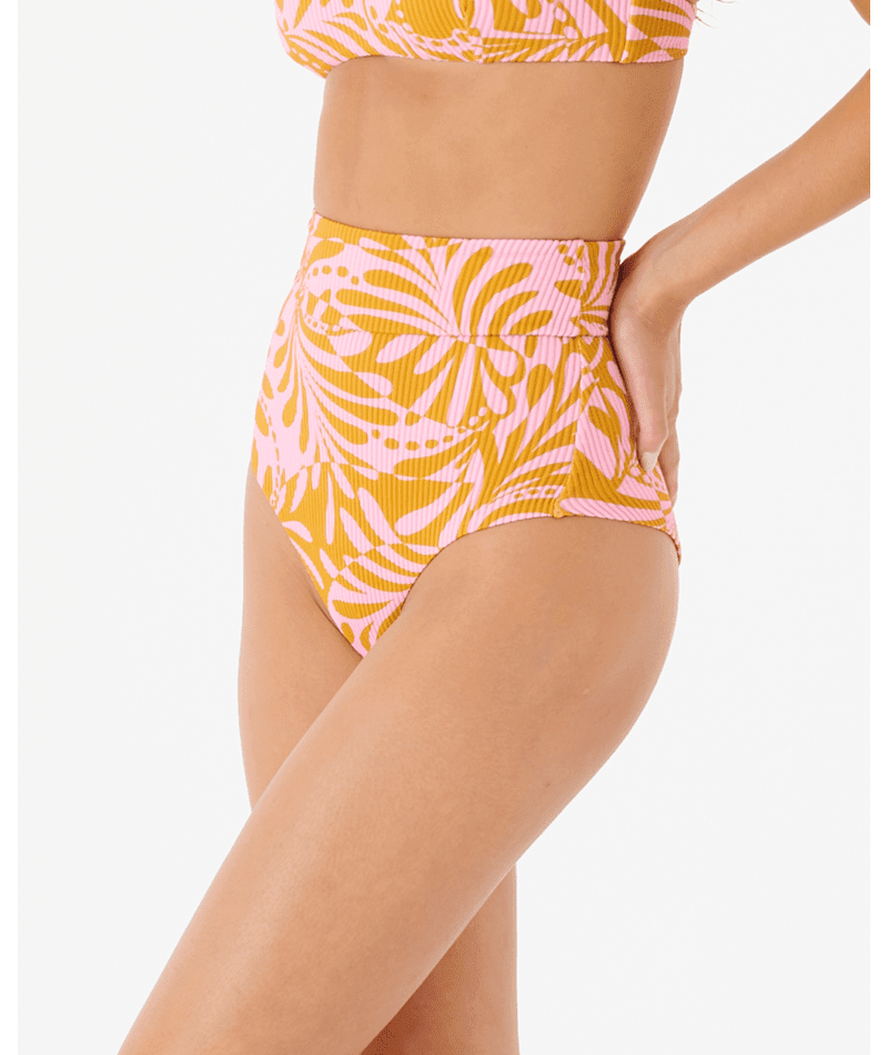 RIP CURL Women's High Waist Cheeky Pant Bikini Bottom Pink Women's Bikini Bottoms Rip Curl