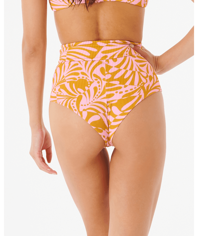 RIP CURL Women's High Waist Cheeky Pant Bikini Bottom Pink Women's Bikini Bottoms Rip Curl