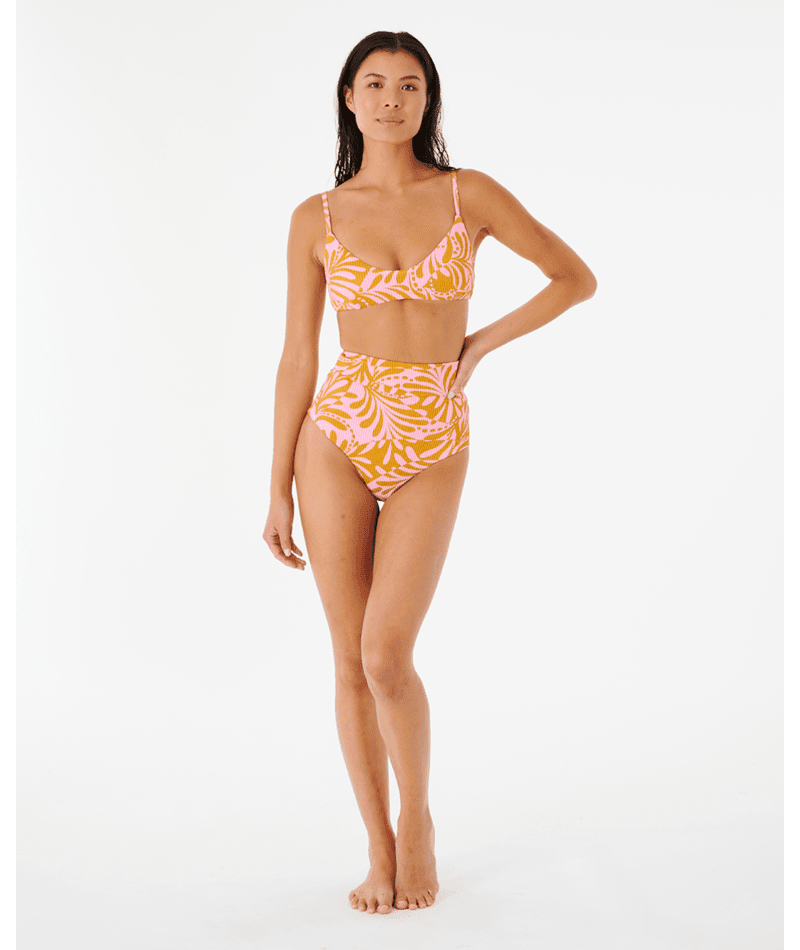 RIP CURL Women's High Waist Cheeky Pant Bikini Bottom Pink Women's Bikini Bottoms Rip Curl