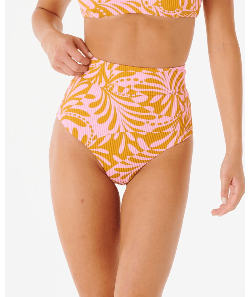RIP CURL Women's High Waist Cheeky Pant Bikini Bottom Pink Women's Bikini Bottoms Rip Curl