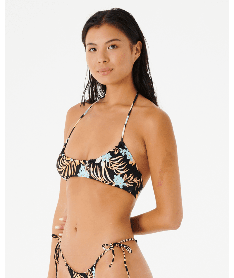 RIP CURL Women's Sun Dance Halter Bralette Bikini Top Black Women's Bikini Tops Rip Curl