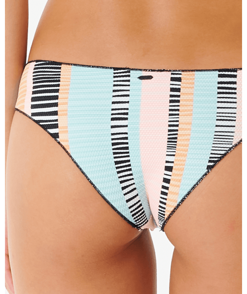 RIP CURL Women's Ripple Effect Cheeky Coverage Bikini Bottom Black Women's Bikini Bottoms Rip Curl
