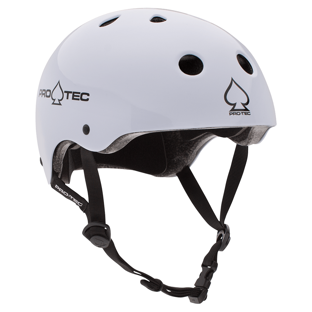 PRO-TEC Classic Certified Skateboard Helmet Gloss White Skateboard Helmets Pro-tec