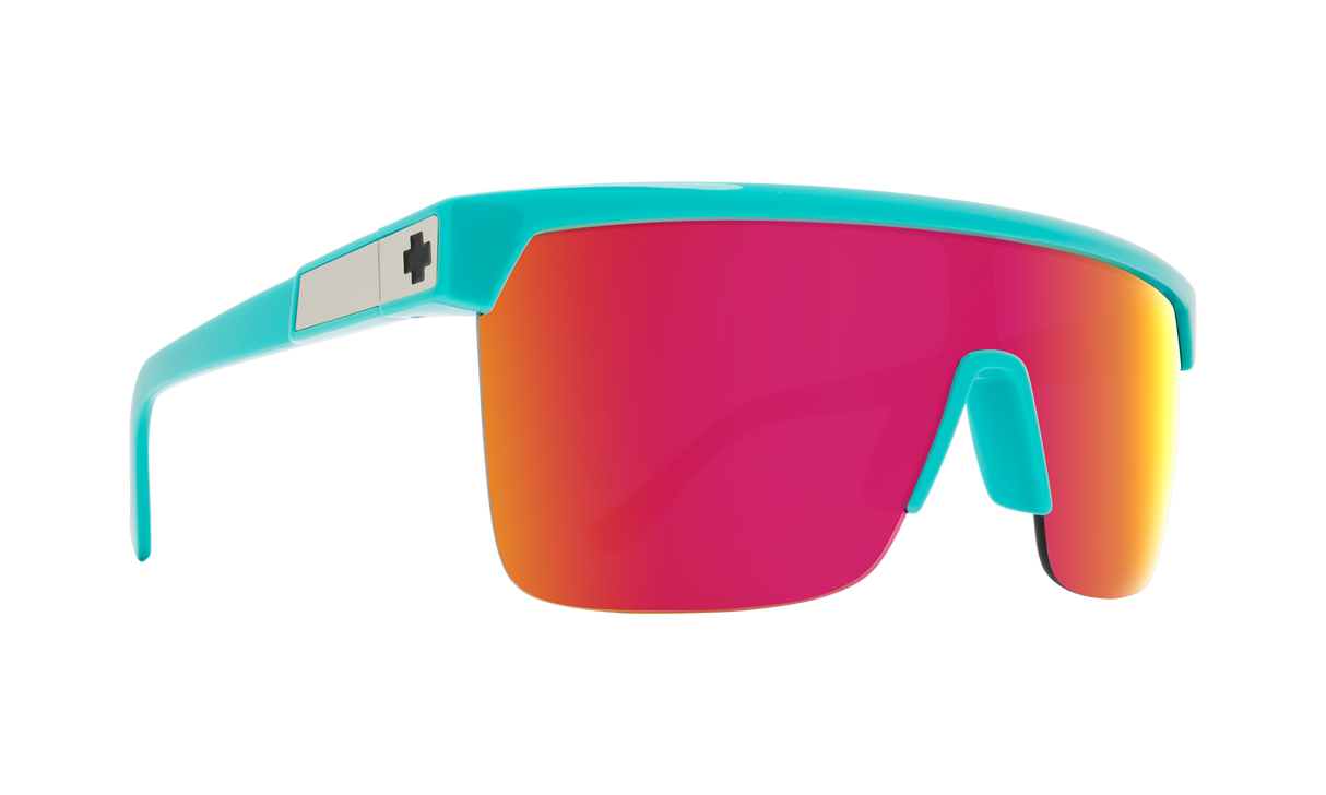 SPY Flynn 5050 Teal - HD Plus Grey Green With Pink Spectra Mirror Sunglasses