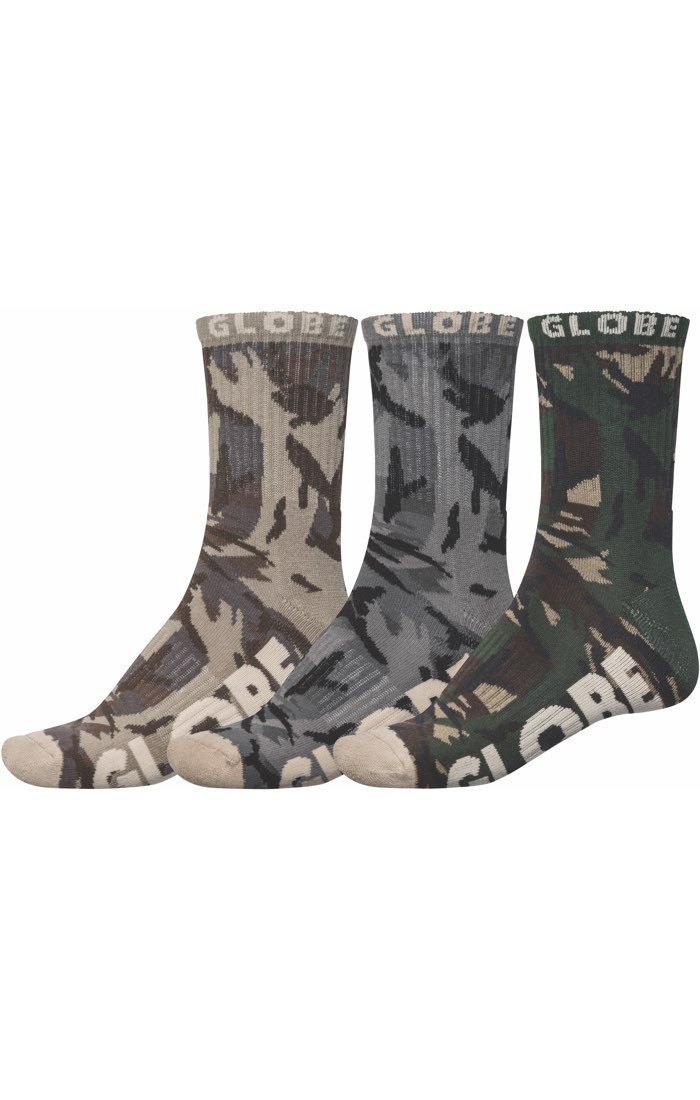 GLOBE Eco Camo Crew Socks 3 Pack Camo Men's Socks Globe