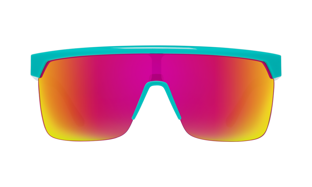 SPY Flynn 5050 Teal - HD Plus Grey Green With Pink Spectra Mirror Sunglasses