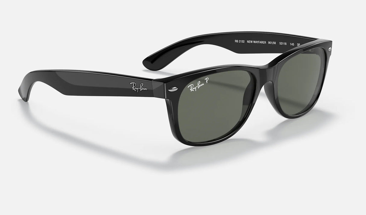 RAY-BAN New Wayfarer Classic 55 Black - Green Classic G-15 Polarized Sunglasses Sunglasses Ray-Ban