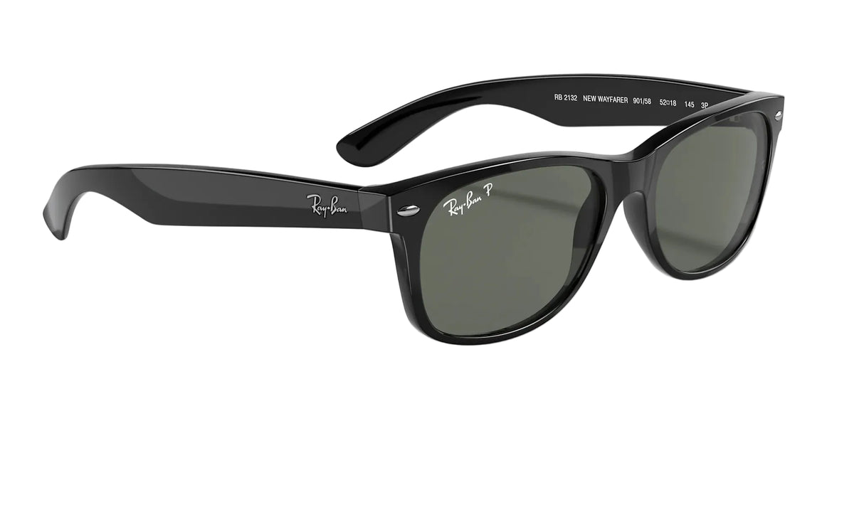 RAY-BAN New Wayfarer Classic 55 Black - Green Classic G-15 Polarized Sunglasses Sunglasses Ray-Ban
