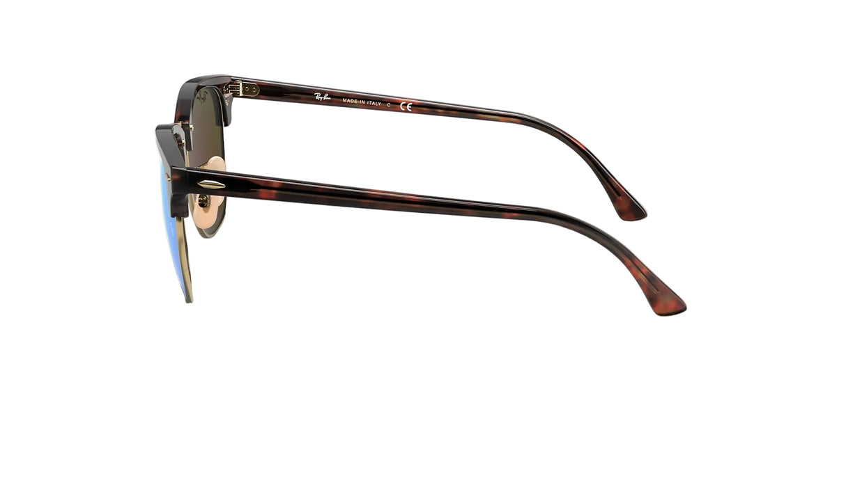 RAY-BAN Clubmaster Flash Tortoise - Blue Mirror Sunglasses Sunglasses Ray-Ban
