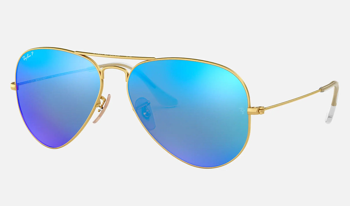 RAY-BAN Aviator Flash Gold - Blue Mirror Polarized Sunglasses Sunglasses Ray-Ban