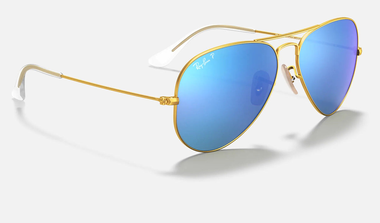 RAY-BAN Aviator Flash Gold - Blue Mirror Polarized Sunglasses Sunglasses Ray-Ban