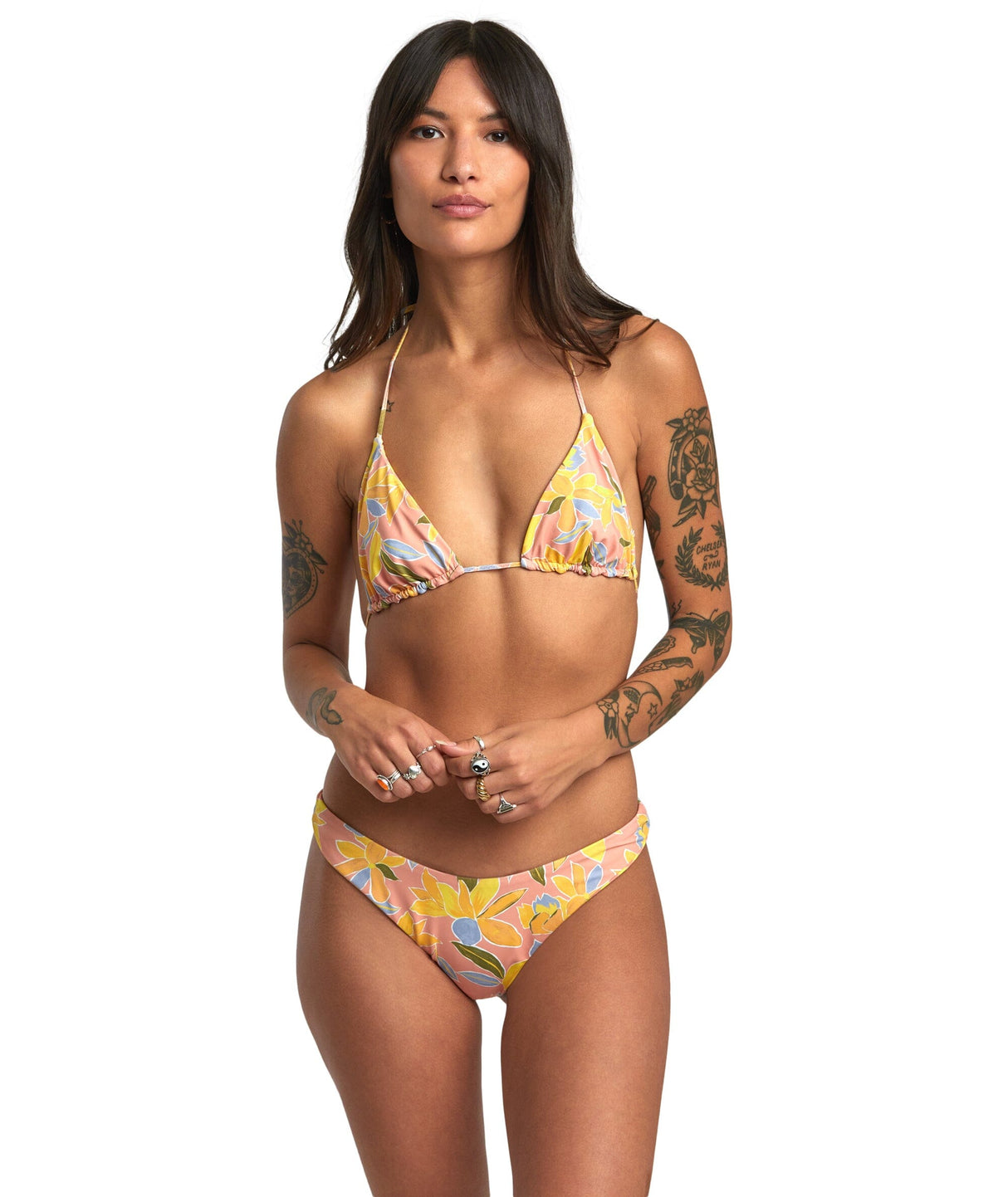 RVCA Women's Sunkissed Slide Reversible Triangle Bikini Top Lilikoi Women's Bikini Tops RVCA