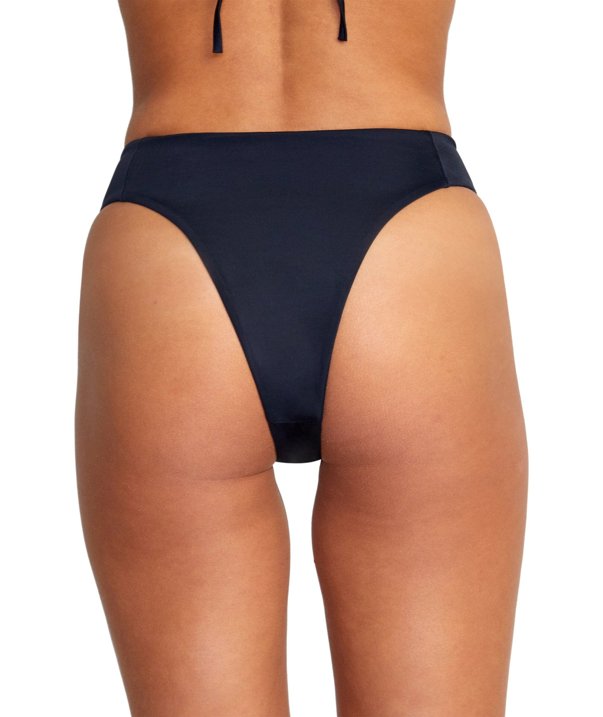 RVCA Women's Solid High Rise Cheeky Bikini Bottoms Black Women's Bikini Bottoms RVCA
