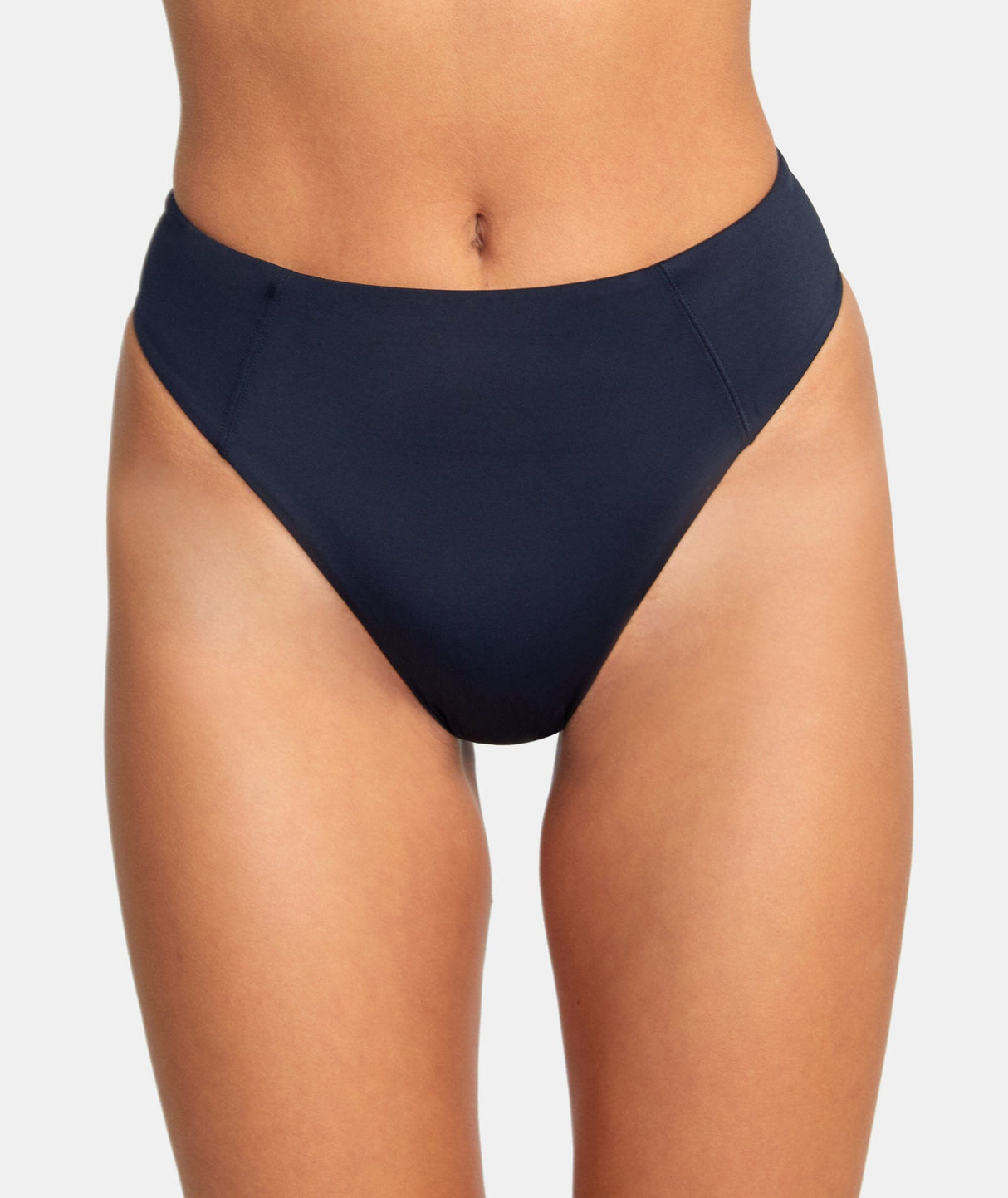 RVCA Women's Solid High Rise Cheeky Bikini Bottoms Black Women's Bikini Bottoms RVCA