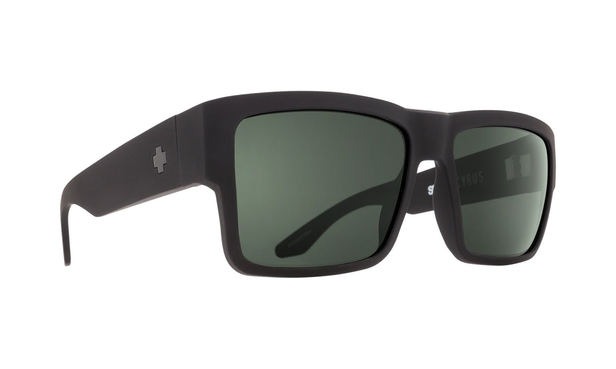 SPY Cyrus Soft Matte Black - Happy Grey Green Polarized Sunglasses Sunglasses Spy