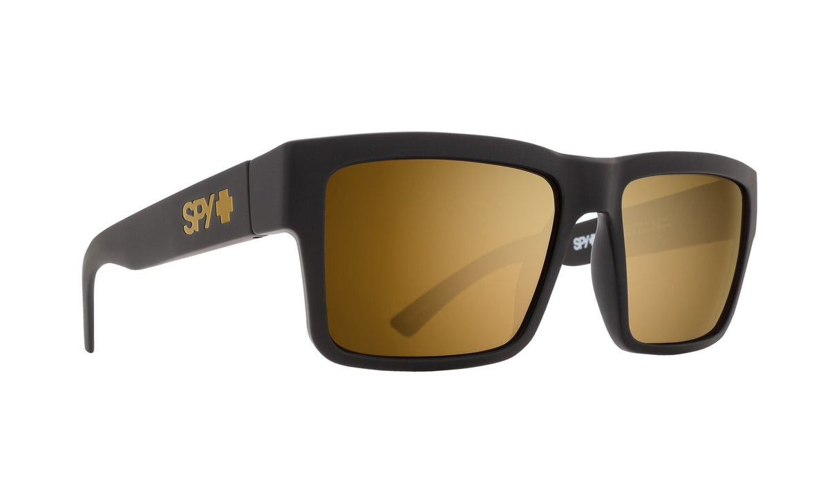 SPY Montana Soft Matte Black - Happy Bronze with Gold Spectra Mirror Sunglasses Sunglasses Spy