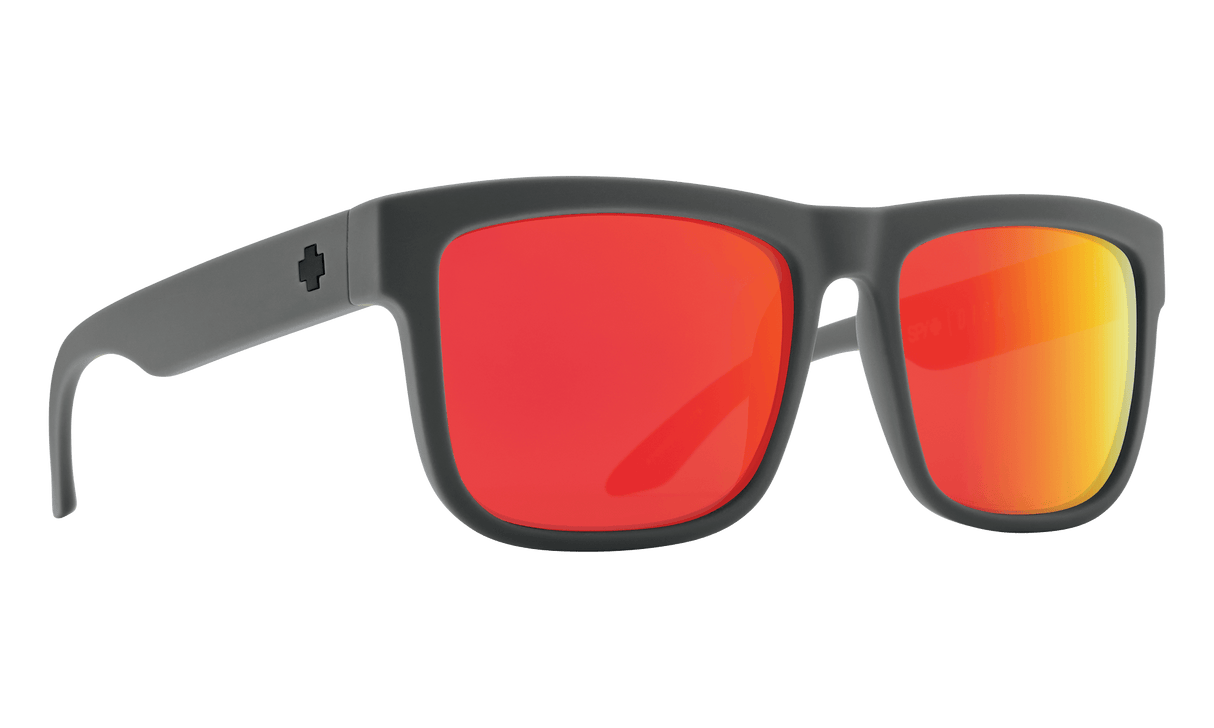 SPY Discord Soft Matte Dark Grey - Happy Grey Green With Red Spectra Mirror Polarized Sunglasses SUNGLASSES - Spy Sunglasses Spy