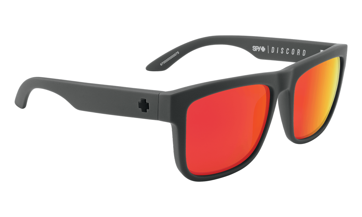 SPY Discord Soft Matte Dark Grey - Happy Grey Green With Red Spectra Mirror Polarized Sunglasses SUNGLASSES - Spy Sunglasses Spy