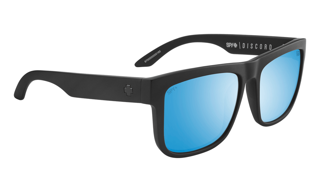 SPY Discord Matte Black - Happy Boost Bronze Ice Blue Spectra Mirror Polarized Sunglasses Sunglasses Spy