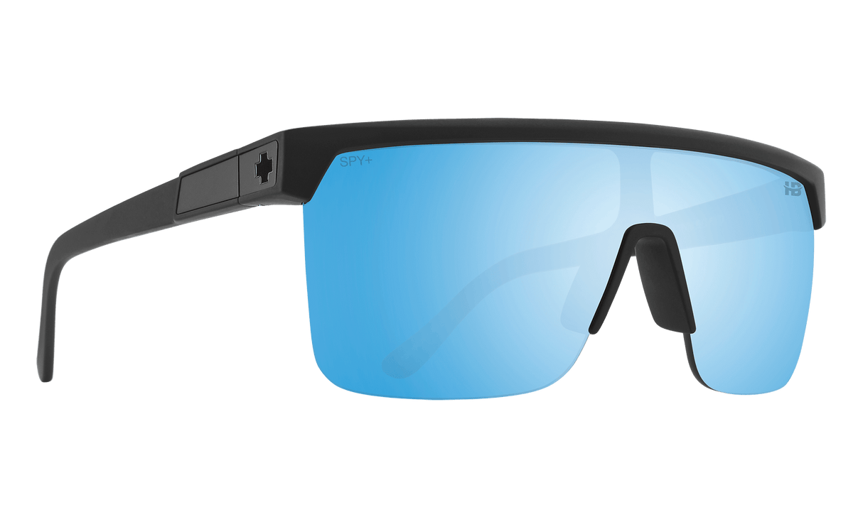SPY Flynn 5050 Matte Black - Happy Boost Bronze Ice Blue Spectra Mirror Polarized Sunglasses Sunglasses Spy