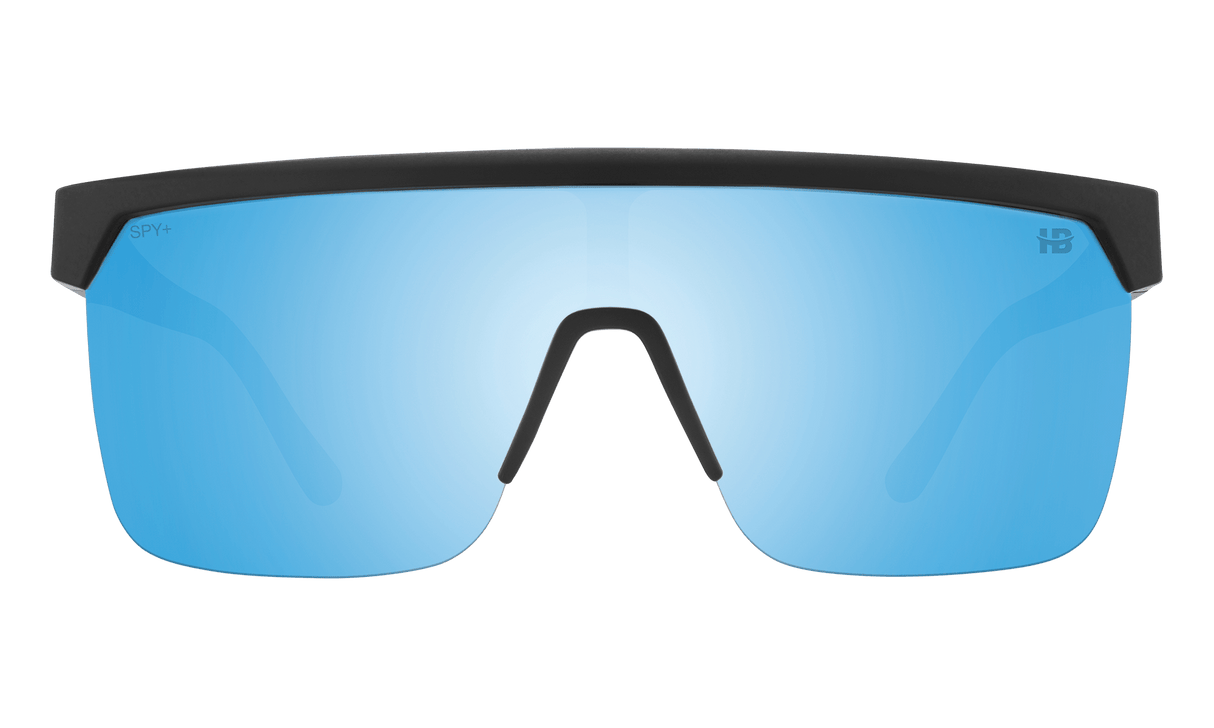 SPY Flynn 5050 Matte Black - Happy Boost Bronze Ice Blue Spectra Mirror Polarized Sunglasses Sunglasses Spy