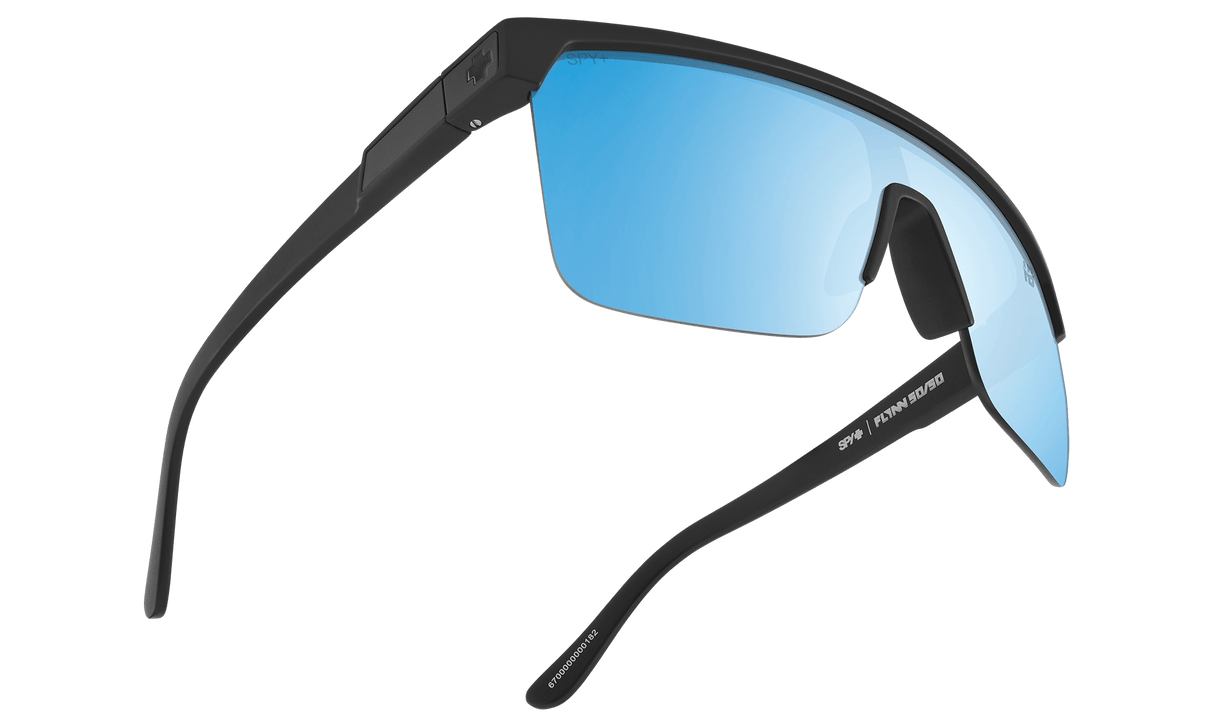 SPY Flynn 5050 Matte Black - Happy Boost Bronze Ice Blue Spectra Mirror Polarized Sunglasses Sunglasses Spy