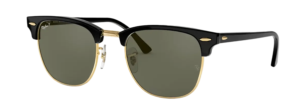 RAY-BAN Club Master Classic Black - Green Classic G-15 Polarized Sunglasses SUNGLASSES - Ray-Ban Sunglasses Ray-Ban