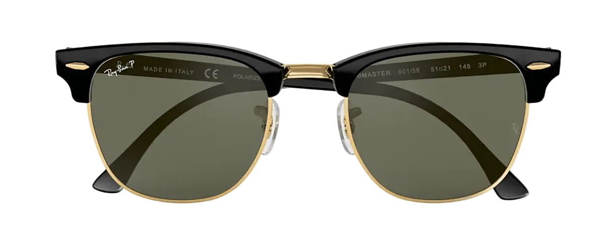 RAY-BAN Club Master Classic Black - Green Classic G-15 Polarized Sunglasses SUNGLASSES - Ray-Ban Sunglasses Ray-Ban
