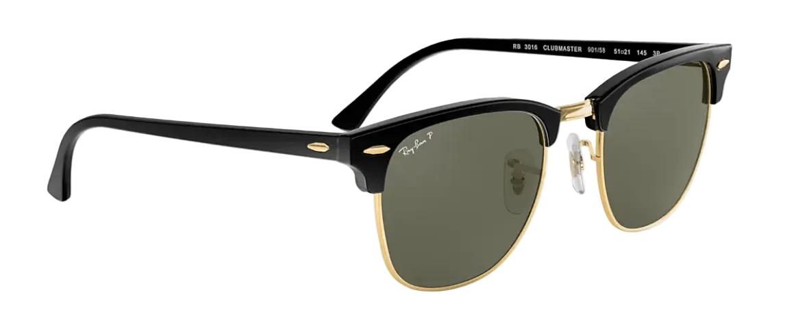 RAY-BAN Club Master Classic Black - Green Classic G-15 Polarized Sunglasses SUNGLASSES - Ray-Ban Sunglasses Ray-Ban