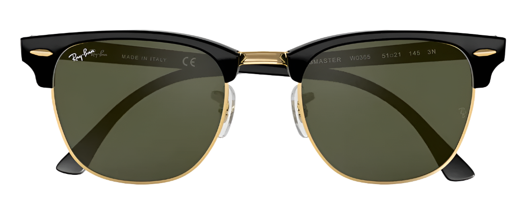 RAY-BAN Clubmaster Classic Black - Green Classic G-15 Sunglasses SUNGLASSES - Ray-Ban Sunglasses Ray-Ban