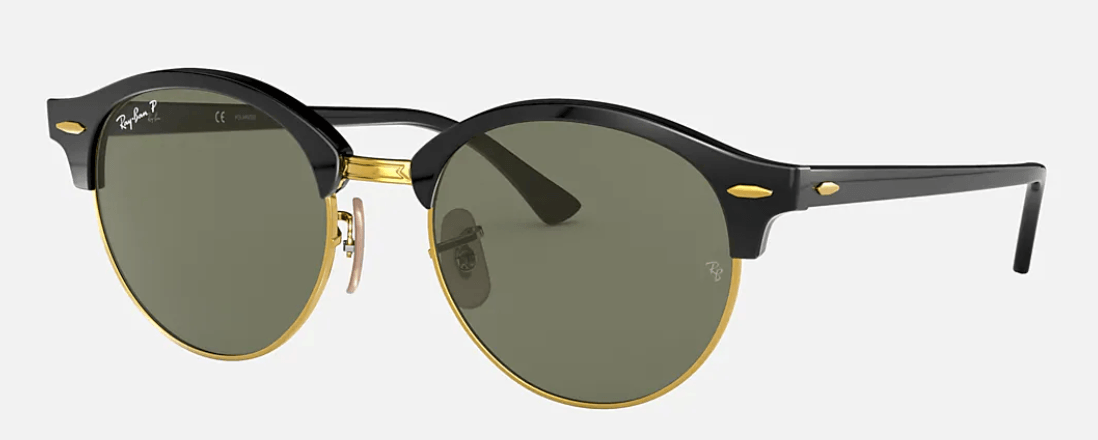 RAY-BAN Clubround Black - Green Classic G-15 Polarized Sunglasses SUNGLASSES - Ray-Ban Sunglasses Ray-Ban 