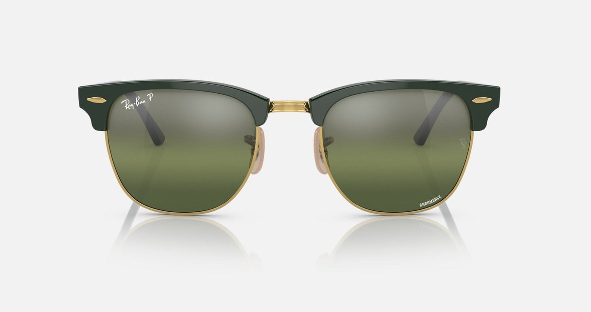RAY-BAN Clubmaster Chromance Green On Arista - Dark Green Mirror Polarized Sunglasses Sunglasses Ray-Ban