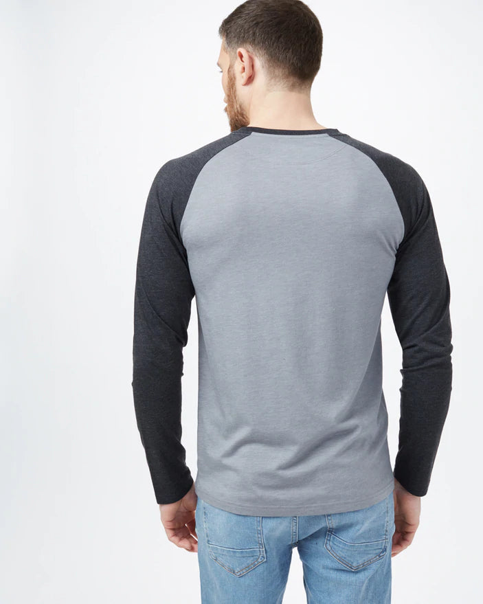 TENTREE Classic Henley Longsleeve T-Shirt Grey Heather/Meteorite Black Heather Men's Long Sleeve T-Shirts Tentree