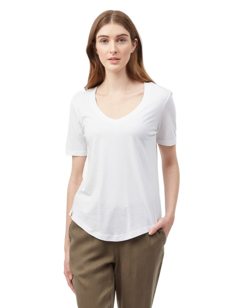 TENTREE Women's Treeblend V-Neck T-Shirt White Women's T-Shirts Tentree