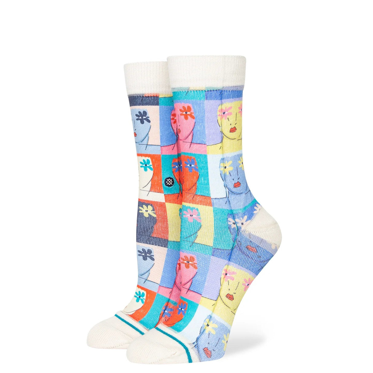 STANCE Women's Elena Fiorenza X Stance Flower Faces Socks Off White Women's Socks Stance