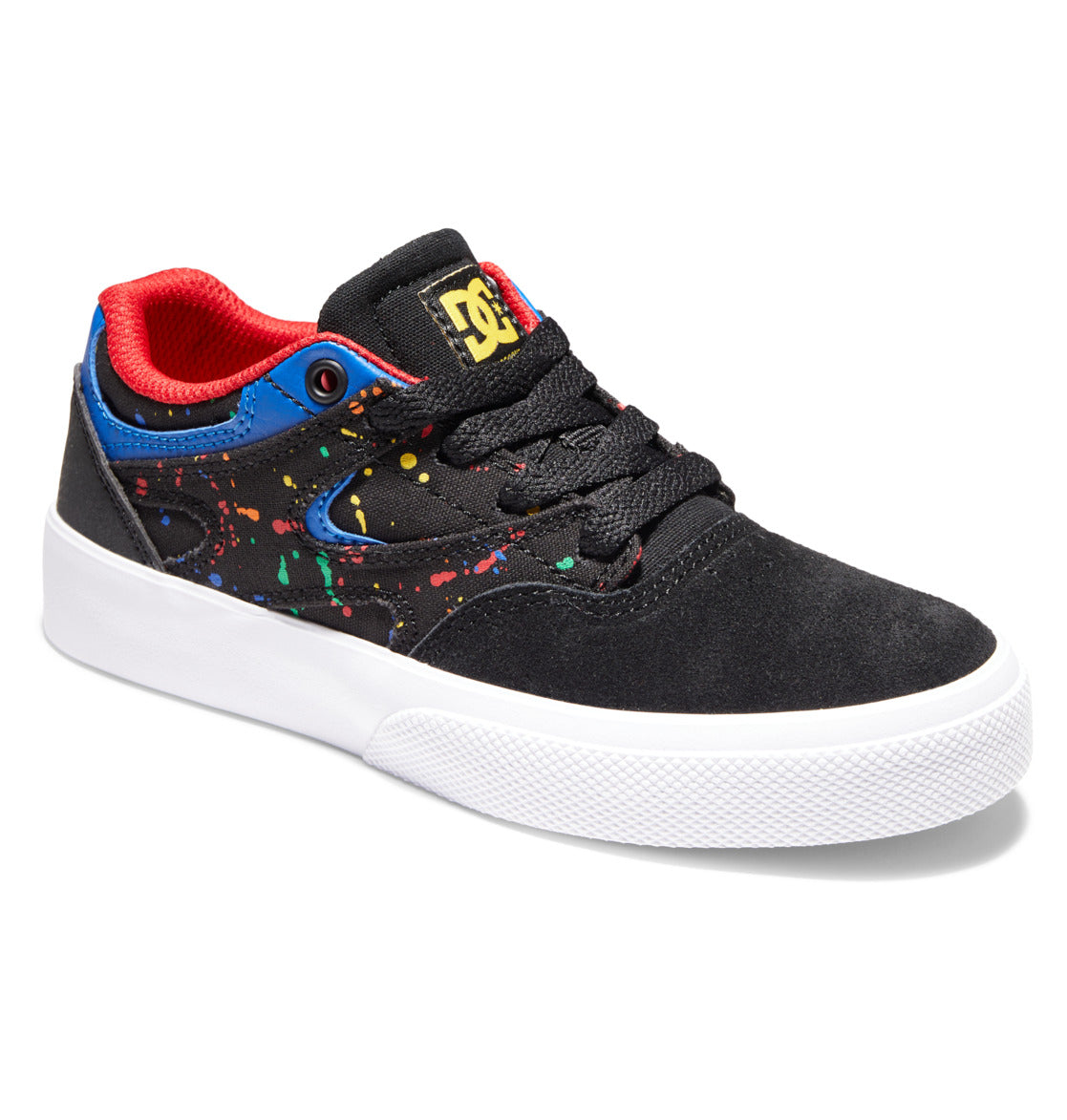 DC Kids Kalis Vulc Shoes Black/Splatter Youth and Toddler Skate Shoes DC