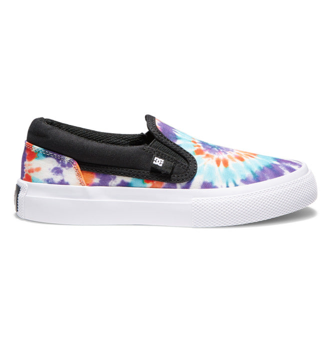 DC Manual Slip On Shoes Youth Primary Tie Dye Youth and Toddler Skate Shoes DC
