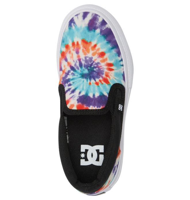 DC Manual Slip On Shoes Youth Primary Tie Dye Youth and Toddler Skate Shoes DC