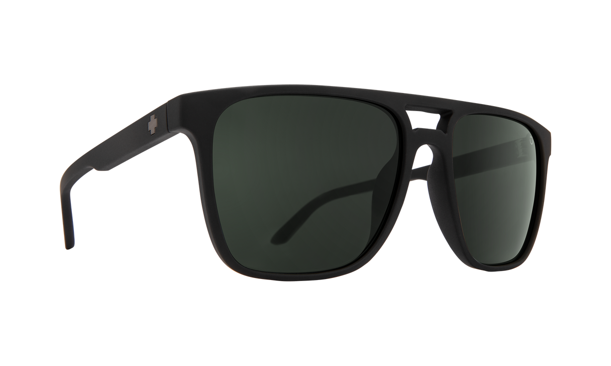 SPY Czar Soft Matte Black - HD Plus Grey Green Sunglasses