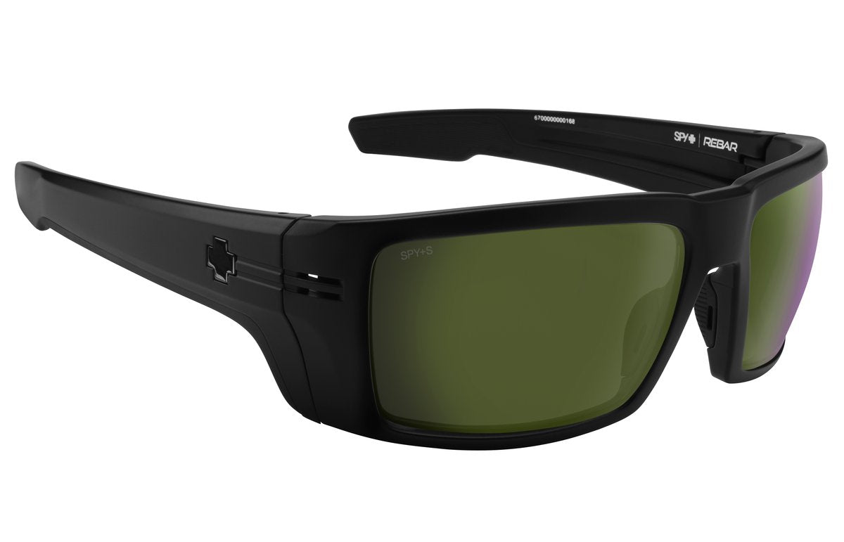 SPY Rebar ANSI Matte Black - Happy Bronze With Olive Spectra Mirror Polarized Sunglasses Sunglasses Spy