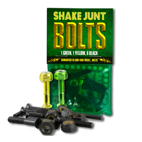 SHAKE JUNT Bag O' Bolts 1 Green 1 Yellow 1" Phillips Skateboard Hardware Skateboard Hardware Shake Junt 