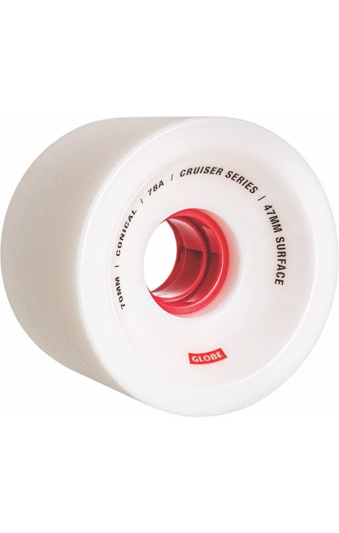 GLOBE Conical 70mm 78a White/Red Longboard Wheels Longboard Wheels Globe