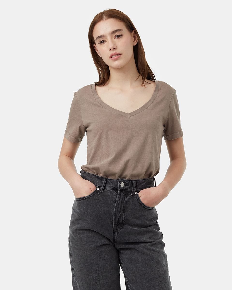 TENTREE Women's Regenerative Cotton V-Neck T-Shirt Falcon Women's T-Shirts Tentree