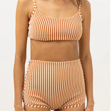 RHYTHM Women's Sunbather Stripe Crop Bikini Top Chocolate Women's Bikini Tops Rhythm 