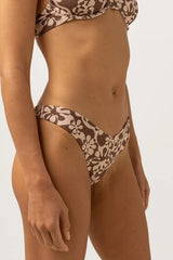 RHYTHM Women's Drifter Floral Hi Cut Bikini Bottoms Chocolate Women's Bikini Bottoms Rhythm 