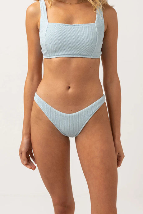 RHYTHM Women's Isla Rib Hi Cut Bikini Bottom Cool Blue Women's Bikini Bottoms Rhythm 