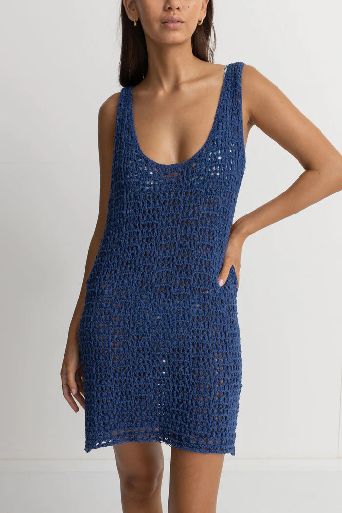 RHYTHM Women's Maddie Knit Scoop Mini Dress Blue Women's Dresses Rhythm 
