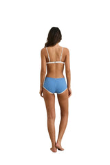 RHYTHM Women's Lola Check Boypant Bikini Bottom Blue Women's Bikini Bottoms Rhythm 